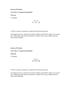 Keystone Workshop Unit 4 Day 2: Compound Inequalities Warm