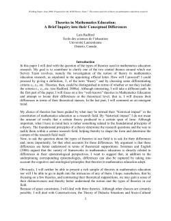 Theories in Mathematics Education: A Brief Inquiry