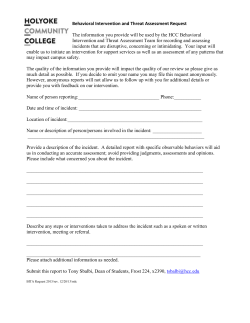 Holyoke Community College Behavioral Intervention and Threat