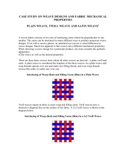 Fabric design and Performance (Plain, twill and satin weaves)