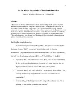On the Alleged Impossibility of Bayesian Coherentism - Philsci