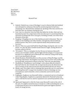 Sean Doyle Mr. McCreary Brit Lit 10/2/13 Beowulf Test IDs Unferth