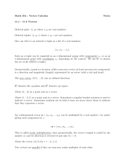 Math 254 - Vector Calculus Notes 11.1