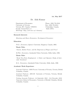 Dr. Alok Kumar - University of Victoria