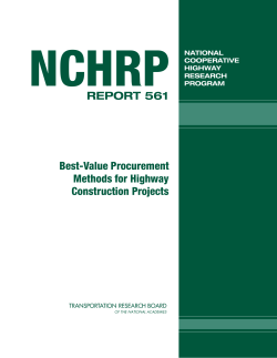 NCHRP Report 561 &ndash; Best-Value Procurement Methods for