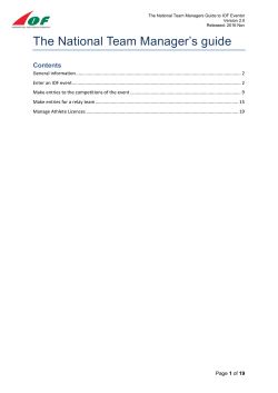 National Team Managers Guide to IOF Eventor