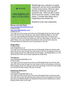 Directions to Warnes - Wadebridge Bed and Breakfast