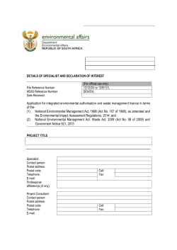 Details of specialist and declaration of interet