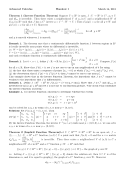 Advanced Calculus Handout 1 Theorem 1 (Inverse Function