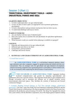 Possible stakeholders of an agro-industrial park