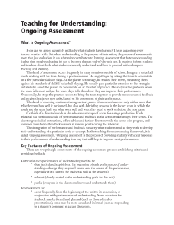 Teaching for Understanding: Ongoing Assessment