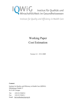 Working Paper Cost Estimation version 1.0