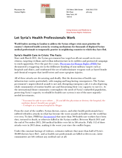 Let Syria`s Health Professionals Work