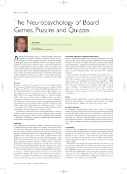 The Neuropsychology of Board Games, Puzzles and Quizzes
