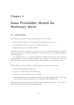 Some Probability Models for Stationary Series