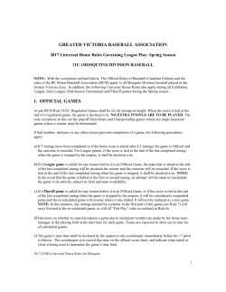 GREATER VICTORIA BASEBALL ASSOCIATION 1. OFFICIAL GAMES