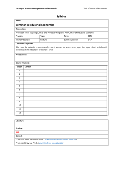 Syllabus Seminar in Industrial Economics