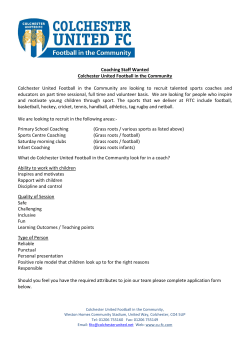 Coaching Staff Wanted Colchester United Football in the Community