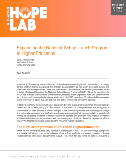 Expanding the National School Lunch Program to Higher Education