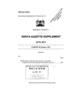 kenya gazette supplement - The Internal Displacement Monitoring