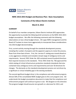 NERC 2013-2015 Budget and Business Plan: Basic Assumptions