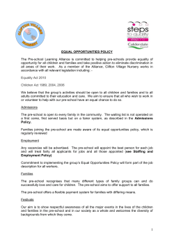 CLIFTON VILLAGE NURSERY EQUAL OPPORTUNITIES POLICY