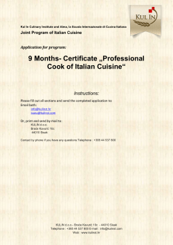 9 Months- Certificate &bdquo;Professional Cook of Italian Cuisine&ldquo;