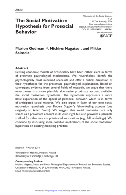 The Social Motivation Hypothesis for Prosocial Behavior