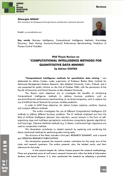 computational intelligence methods for quantitative data mining