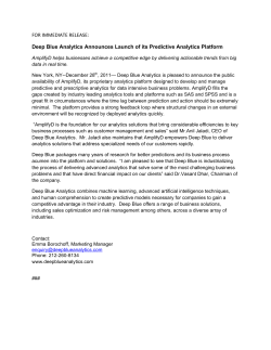 FOR IMMEDIATE RELEASE: Deep Blue Analytics Announces