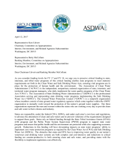 April 12, 2017 Representative Ken Calvert Chairman, Committee on