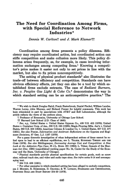 The Need for Coordination among Firms, with Special Reference to