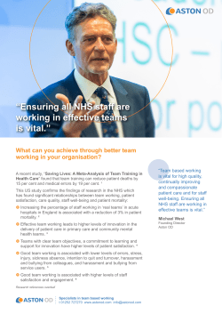 Ensuring all NHS staff are working in effective teams is