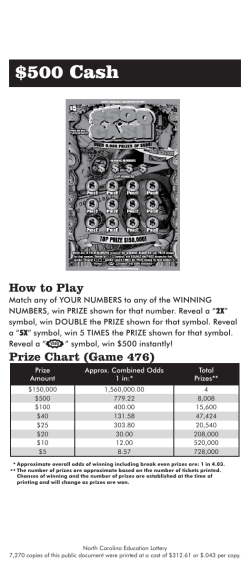 $500 Cash - North Carolina Education Lottery