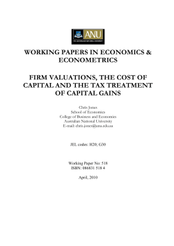 Firm Valuations, the Cost of Capital and the Tax Treatment of Capital