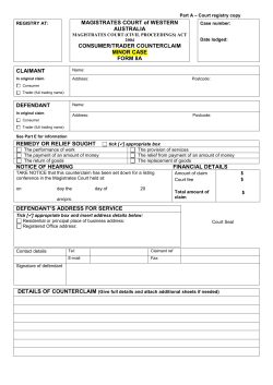 Form 8A - Magistrates Court of Western Australia