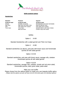 Buffet Menu - Sheffield Manor Lodge