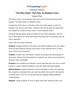 Lesson Plan for American Stories: The Blue Hotel, Part One
