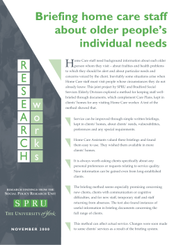 Briefing home care staff about older people`s individual needs