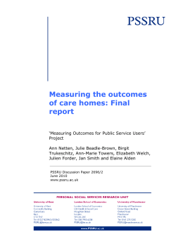 Measuring the outcomes of care homes
