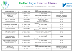 Healthy Lifestyles Exercise Classes