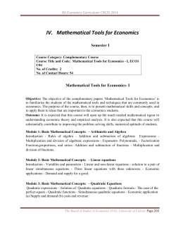 Mathematical Tools for Economics