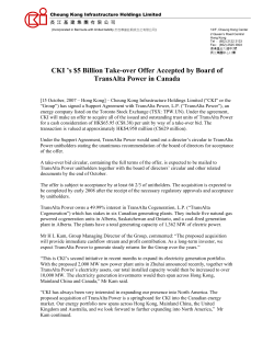 CKI`s $5 billion take-over offer accepted by