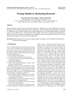 Pricing Models in Marketing Research