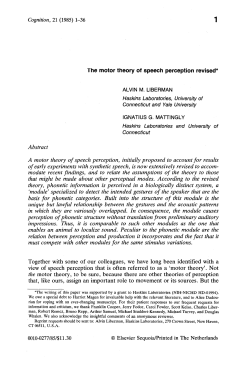 The motor theory of speech perception revised* Haskins