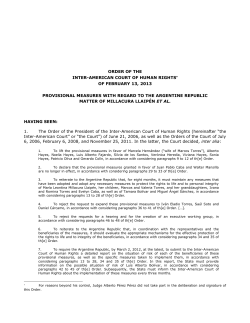 ORDER OF THE Inter-american court of human rights[*] OF