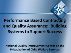 Building Systems to Support Success National Quality Improvement