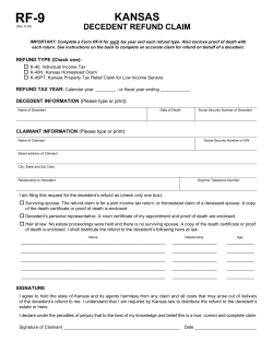 Decedent Refund Claim (RF-9) - Kansas Department of Revenue