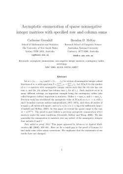 Asymptotic enumeration of sparse nonnegative integer matrices with