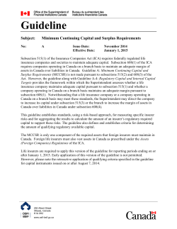 Minimum Continuing Capital and Surplus Requirements - OSFI-BSIF